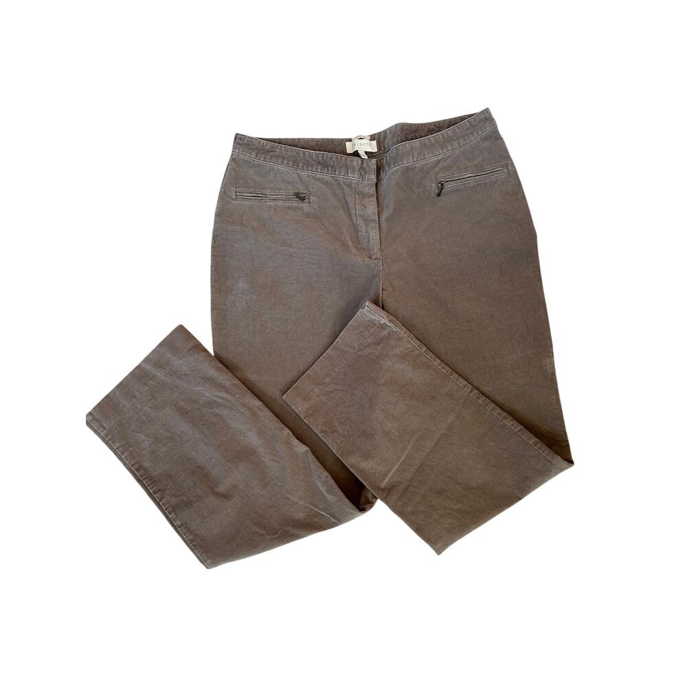 Talbots Wren Gray Signature Corduroy Flat Front Zipper Pockets Pants, 16 - Picture 2 of 6
